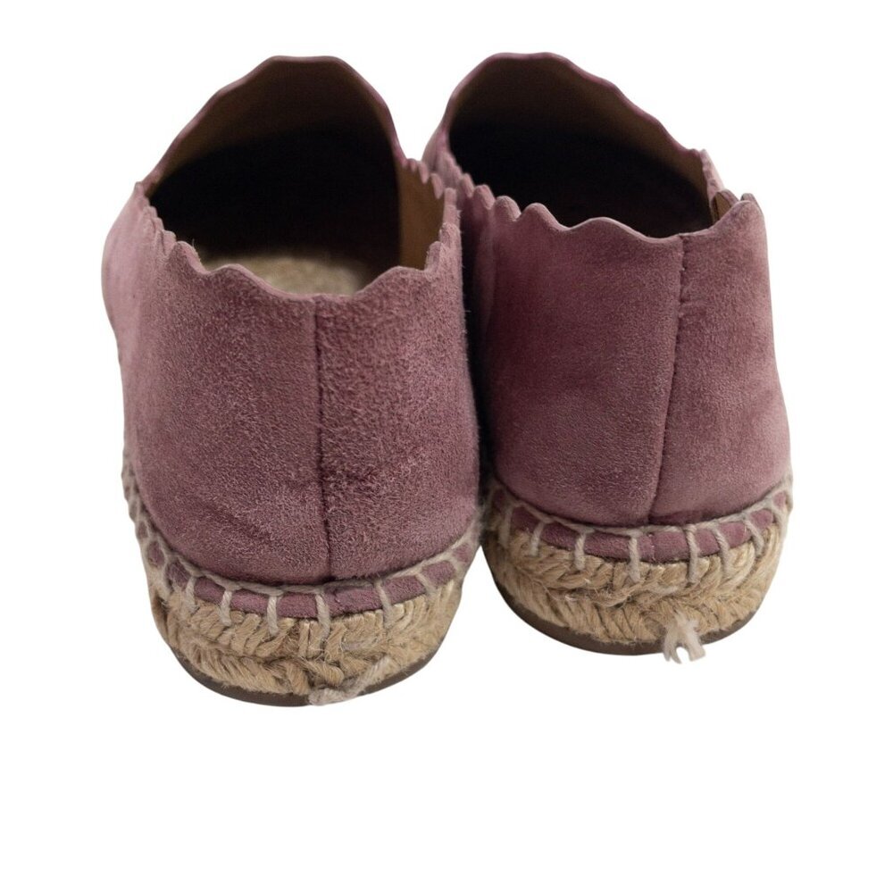 Chloe Scalloped Pink Suede Espadrilles Slip-On Flats Size 9 - Picture 5 of 16